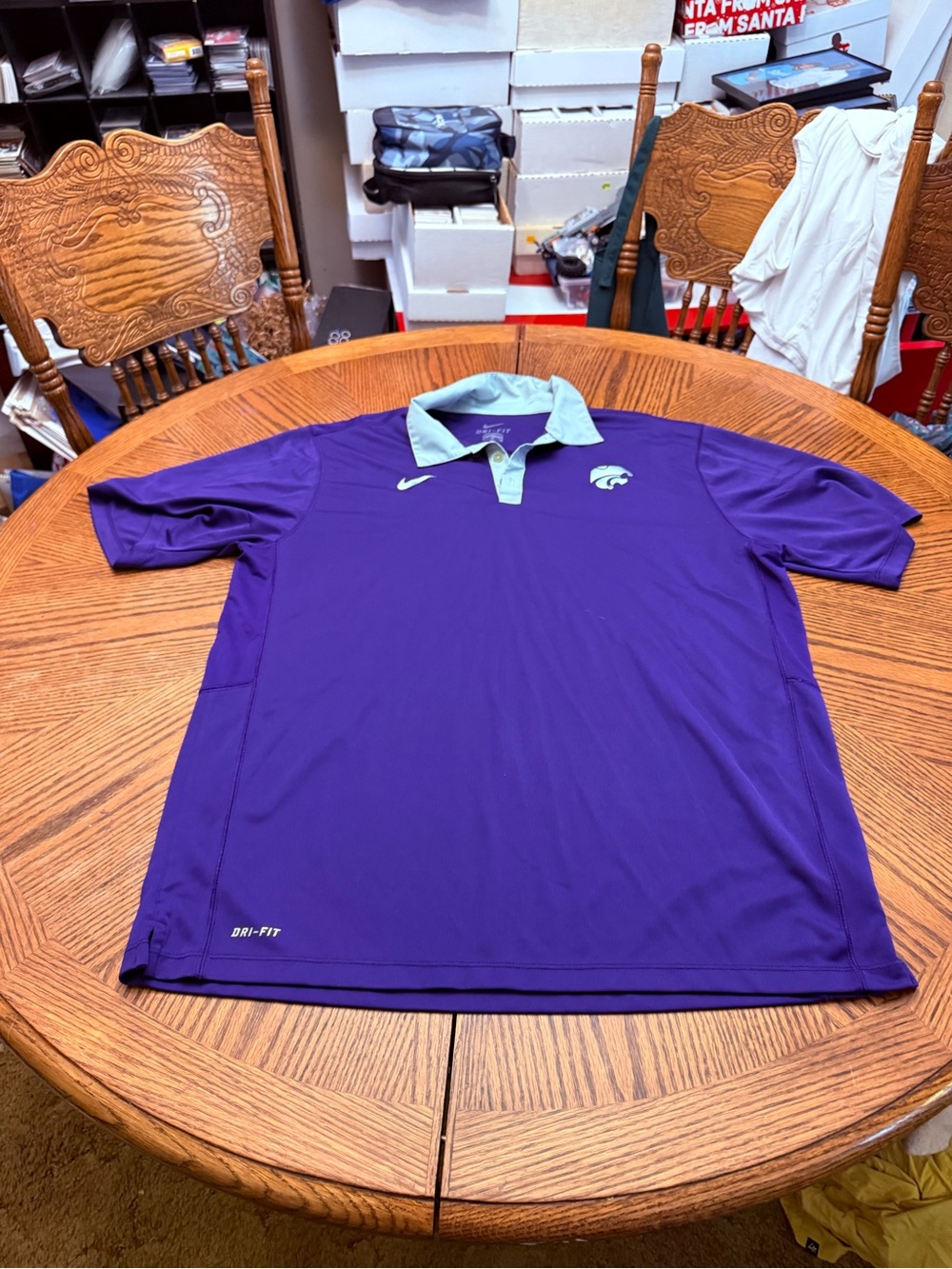 Nike Men's K-State Purple Polo with Grey Accent Collar
